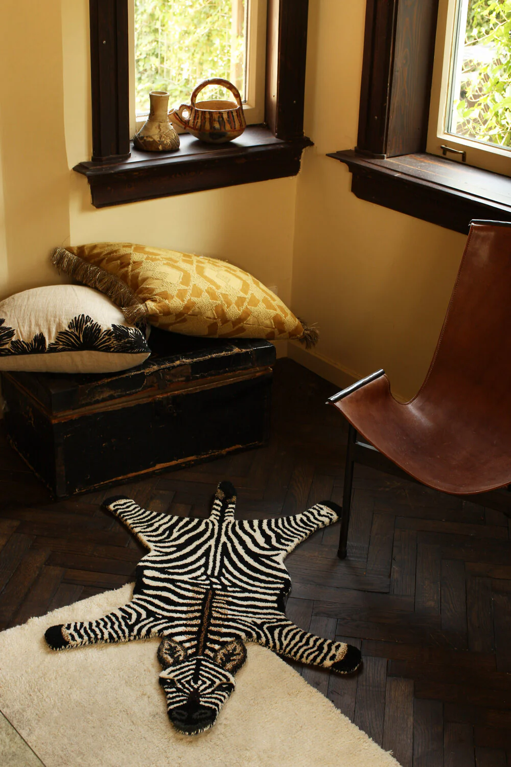 Doing Goods  Stripey Zebra gulvtæppe, Small - Off White
