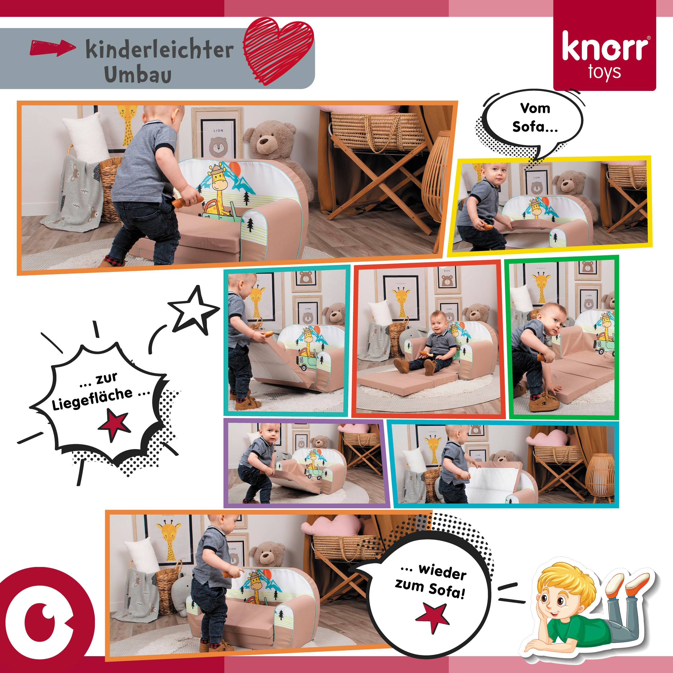 Knorrtoys® Sofa »Green frog« für Kinder; Made in Europe