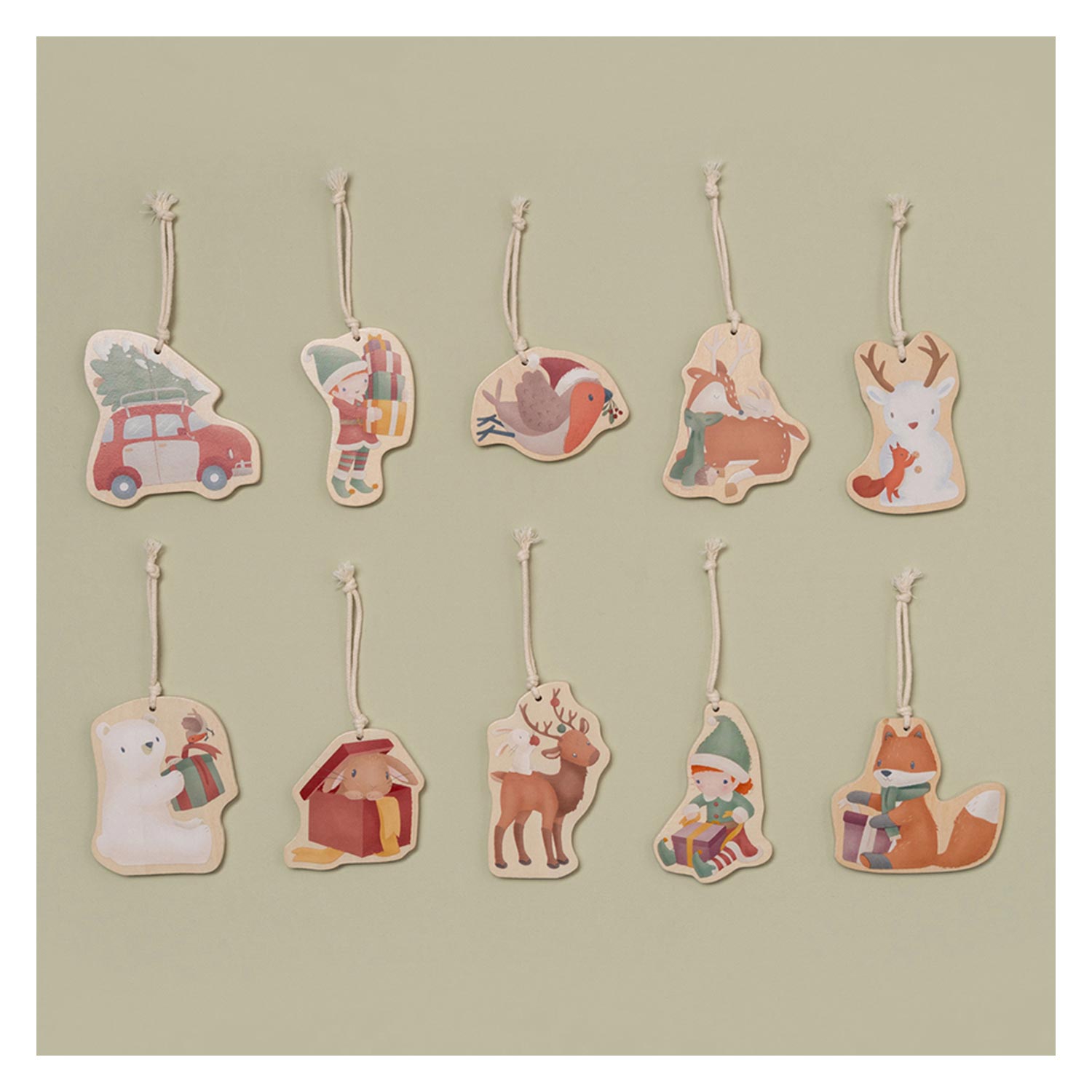 Little Dutch Houten Kerst Hangers, 10st.