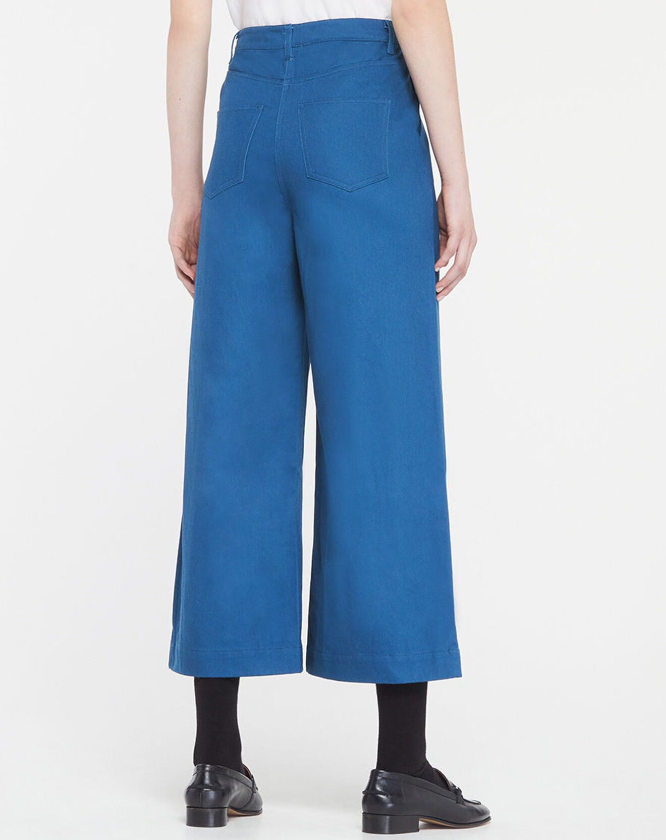 Galeries Lafayette Pantalon 7/8 en twill de coton biologique Clément bleu foncé