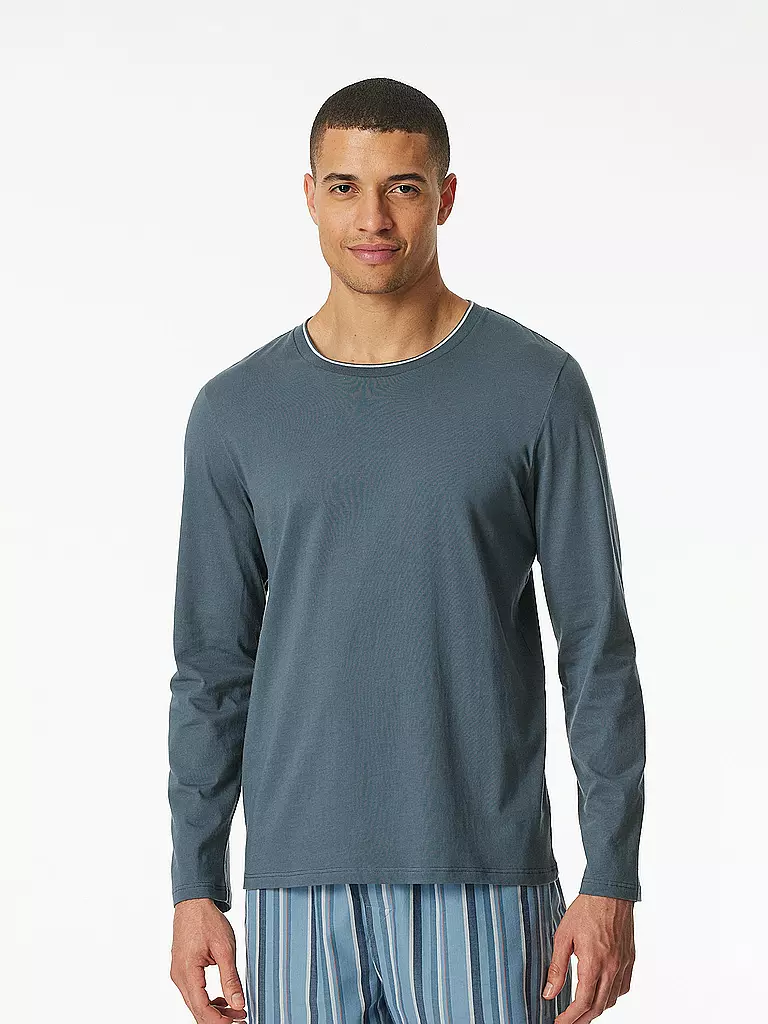 SCHIESSER Pyjama Langarmshirt dunkelblau