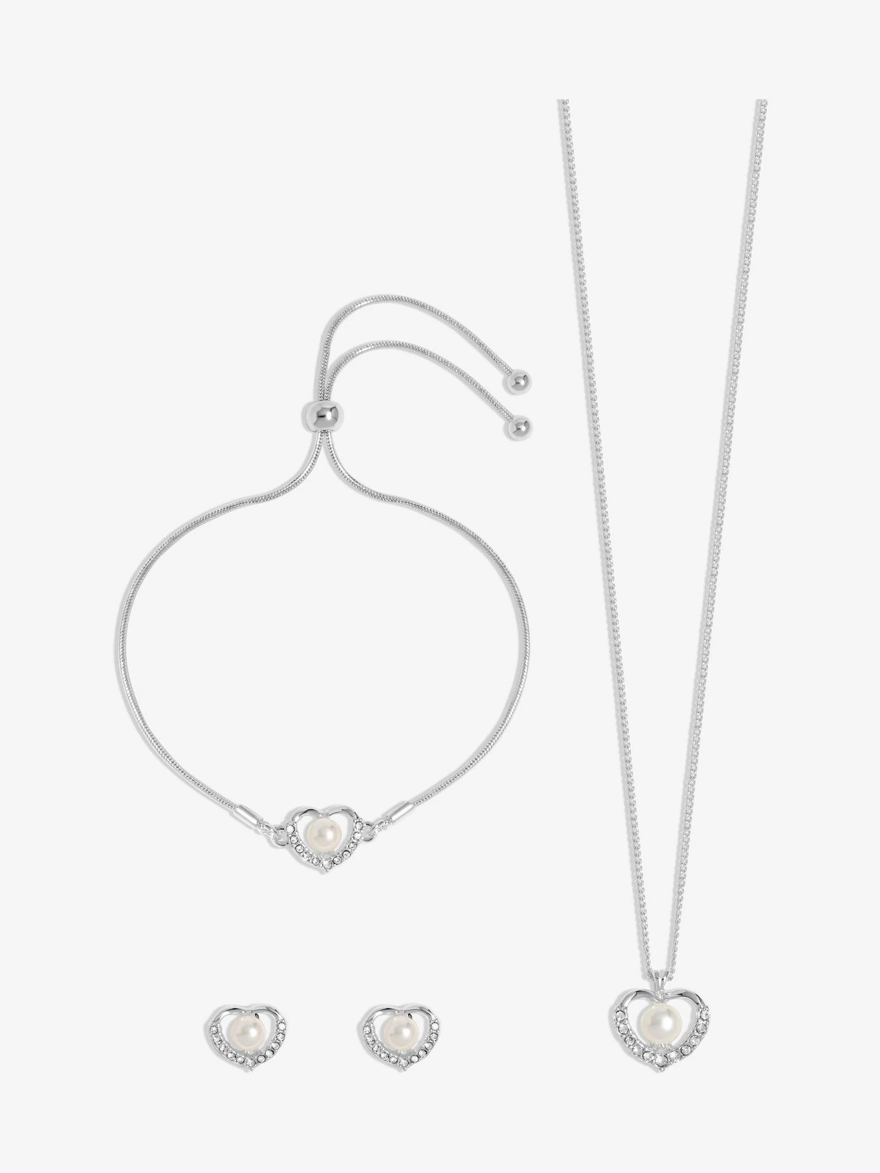Jon Richard Pearl Crystal Heart Trio Set