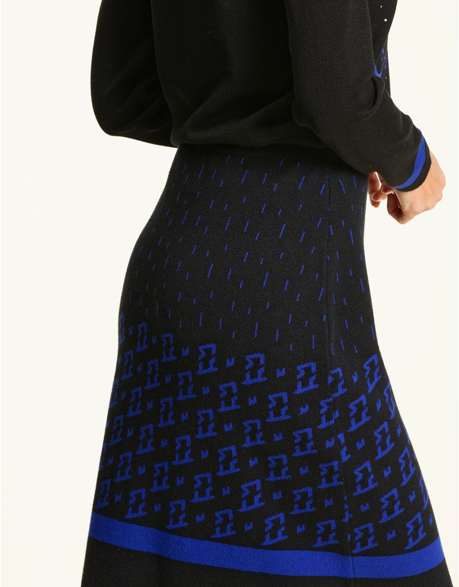 Jupe maille jacquard bleu