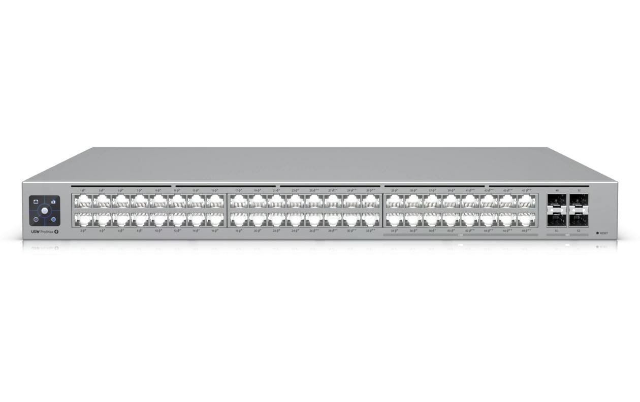 PoE++ Switch UniFi USW-Pro-Max-48-PoE 52 Port<br>Ein Layer-3-Etherlighting-Switch mit 48 Anschlüssen und PoE++-Ausgang mit hoher Leistung