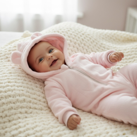 Baby Teddy Onesie – Soft Pink