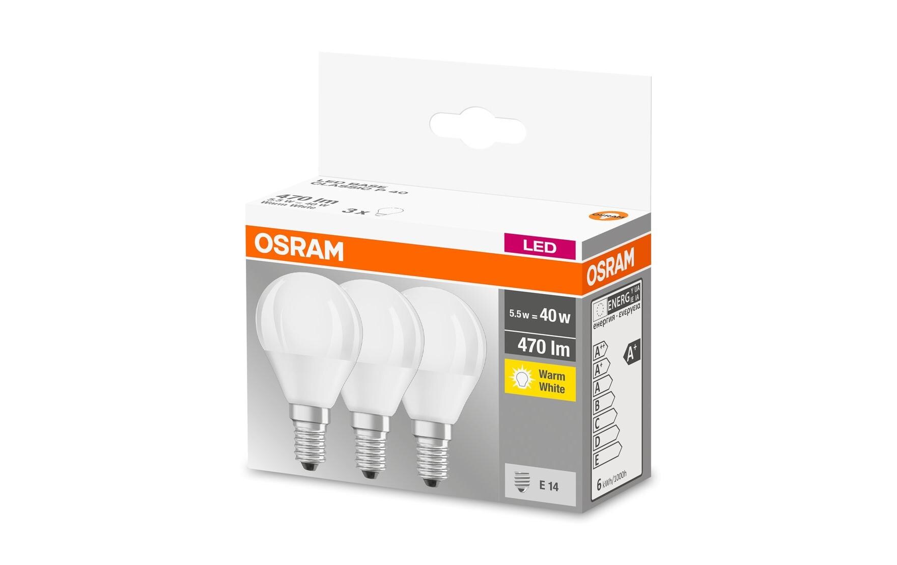 Lampe Base Retro, 5.5W, E14 Warmweiss, 3er BoxLED-Leuchtmittel