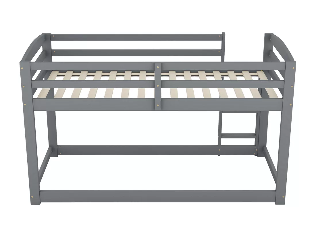 Lit superposé pour enfants et adolescents, structure en bois massif, montage facile, 90x200cm, gris