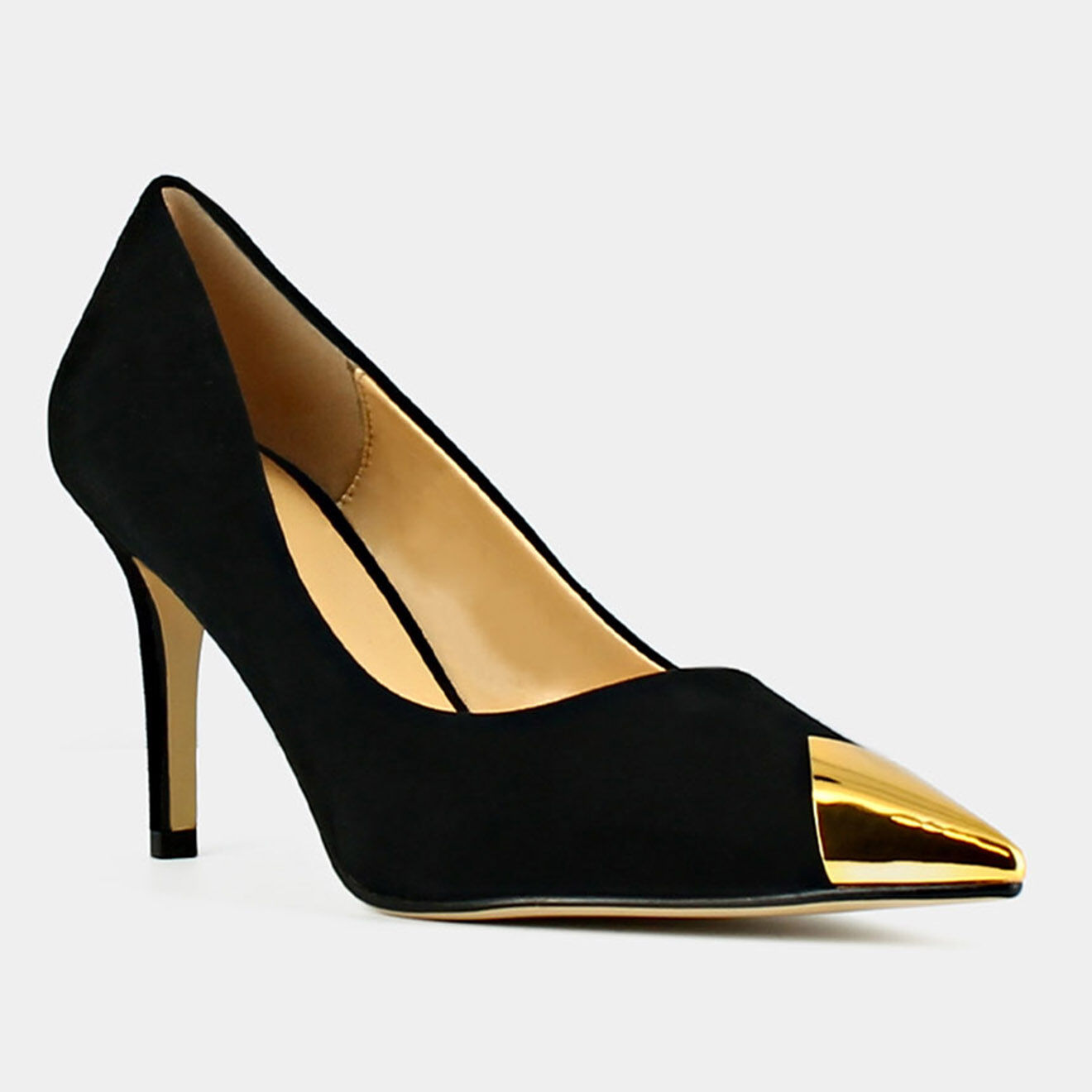 Jonak Escarpins en Velours de Cuir Midi noir/doré - Talon 10 cm