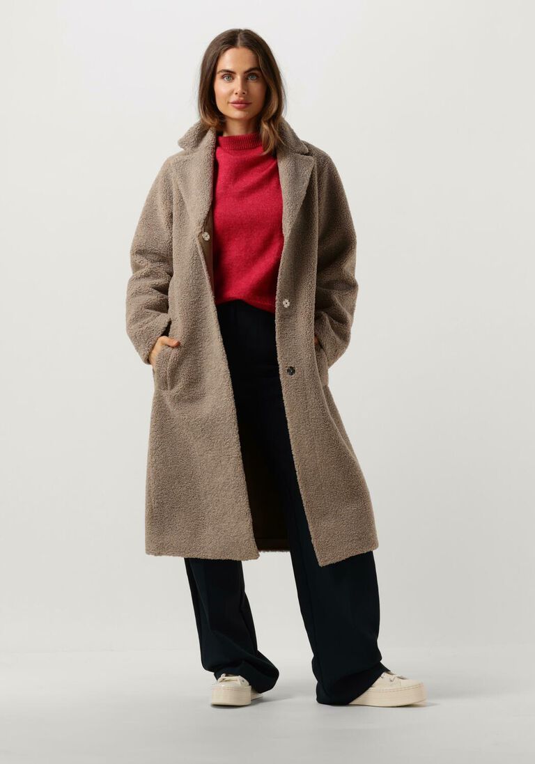 MINUS taupe minus teddy jas saidie vegan fur coat