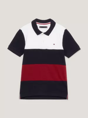 Polo de crepe com listras globais