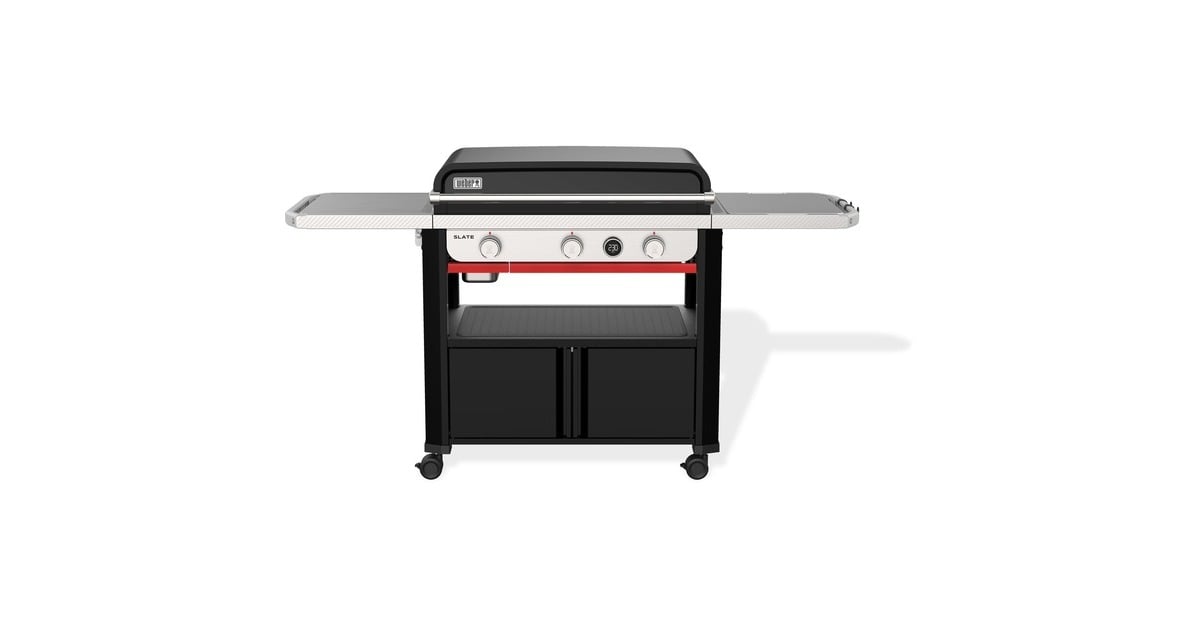 WeberSLATE GPD Premium Stand-up Griddle 76 cm Plancha gasbarbecue  (Zwart, 3 branders | opklapbare zijtafels | kastruimte | 260 °C en hoger)