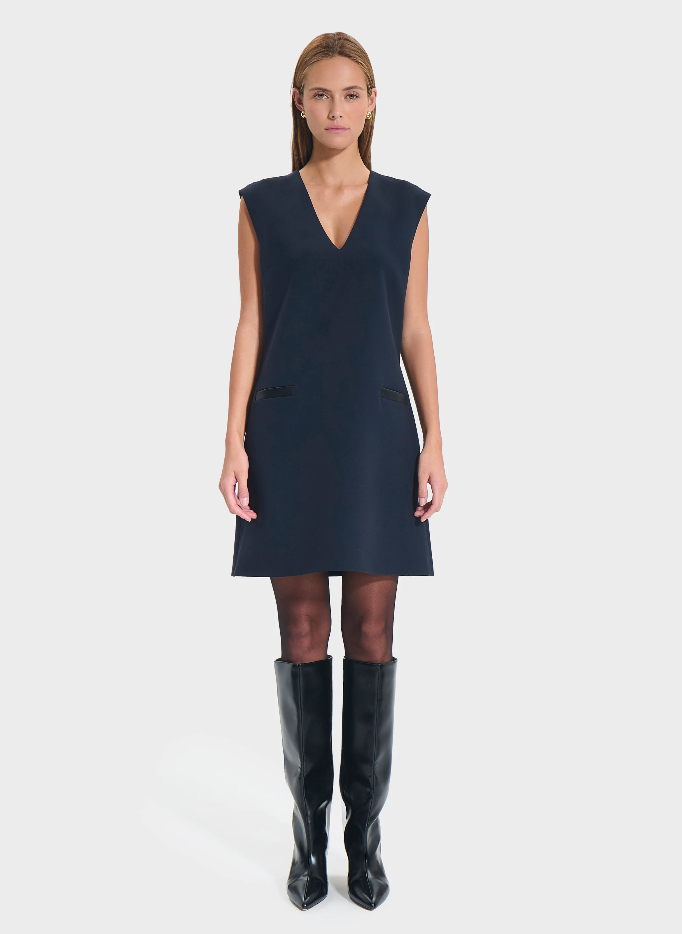 ROMINE - Robe courte col V | Bleu