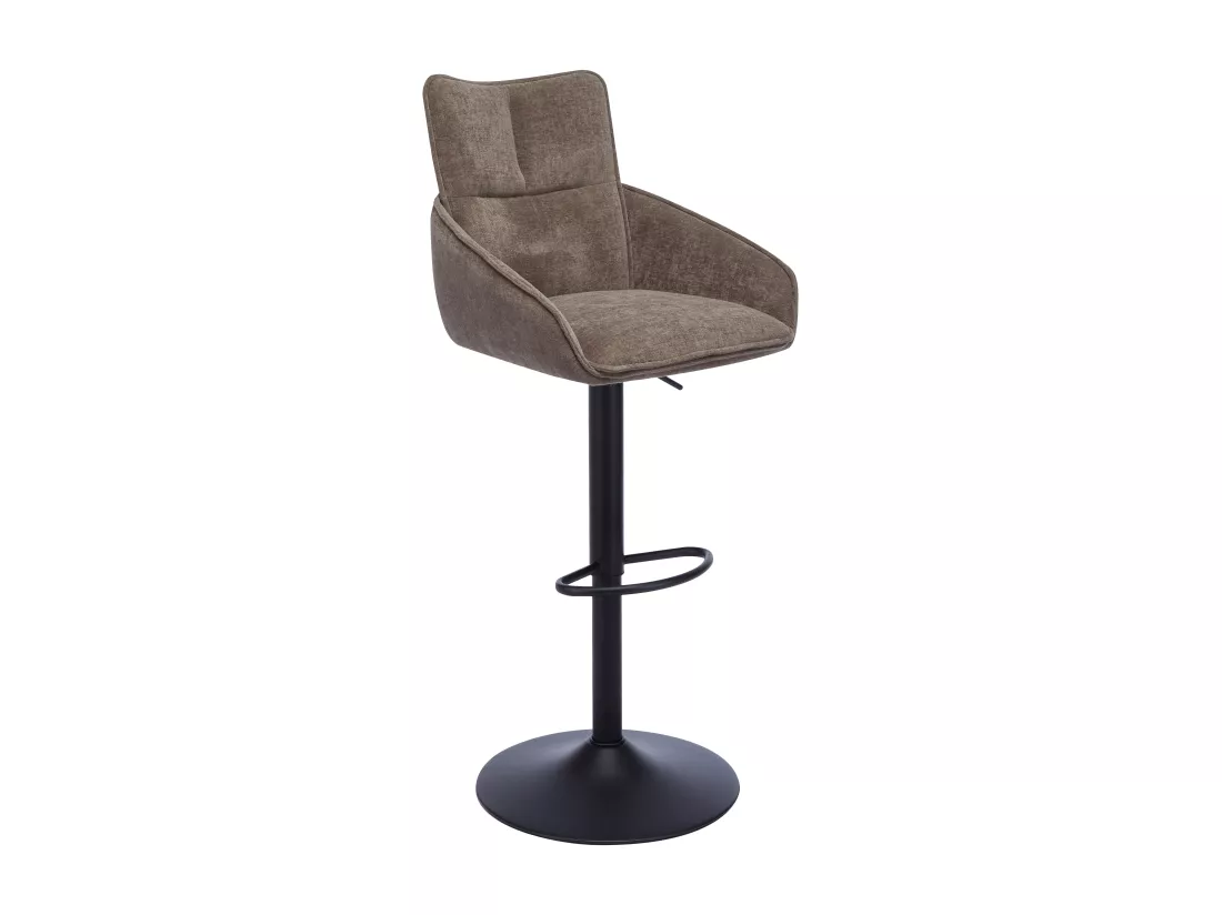 Lot de 2 tabourets de bar en tissu et métal noir - Hauteur réglable - Taupe - LIKOLIA