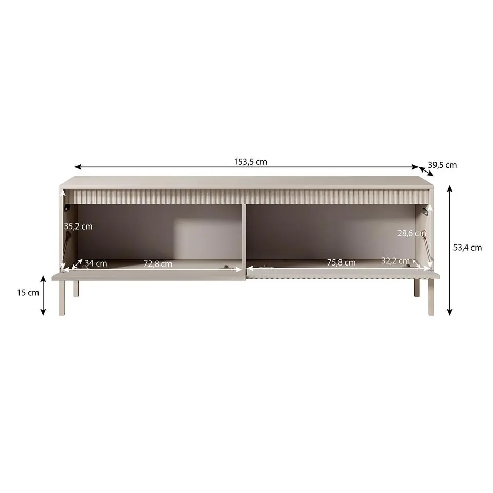 Meubella - TV-Meubel Saran - Mat zwart - 153 cm