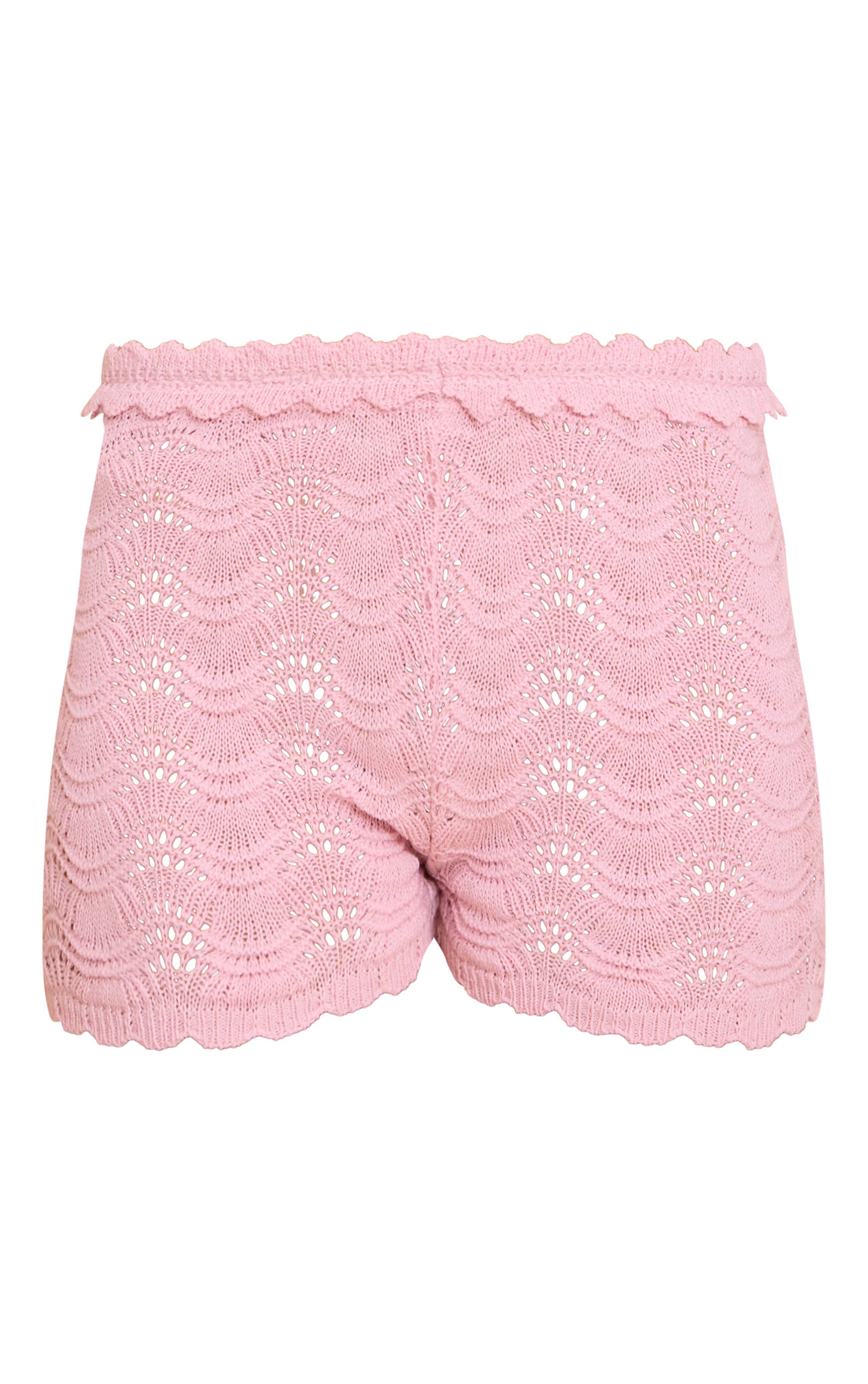 Rose Short Mini Au Crochet Avec Détail De Ceinture