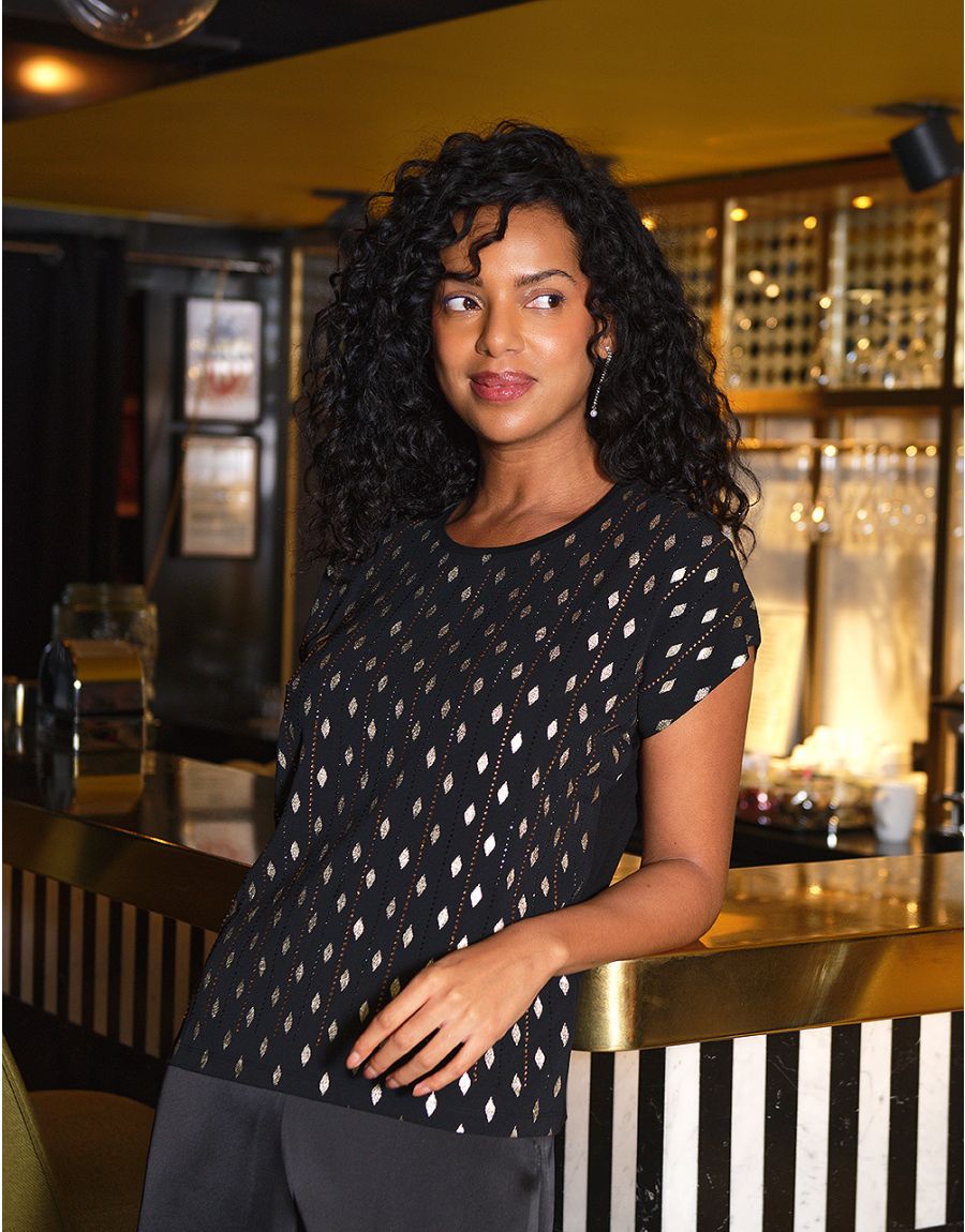 T-shirt chic noir doré