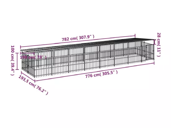 Chenil cage enclos pac noire 782 x 198 x 128 cm 02_0041745