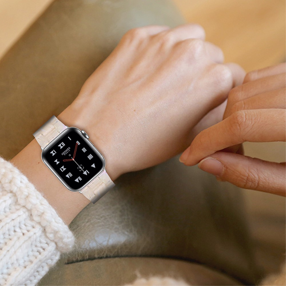 Apple Watch (49/46/45/44 mm) Resin Armband mit Faltschliesse - Beige