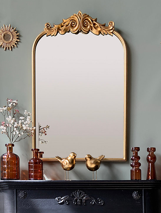 Miroir rectangulaire style vintage effet brillant doré L.60 x H.90 x ep.10 cm
