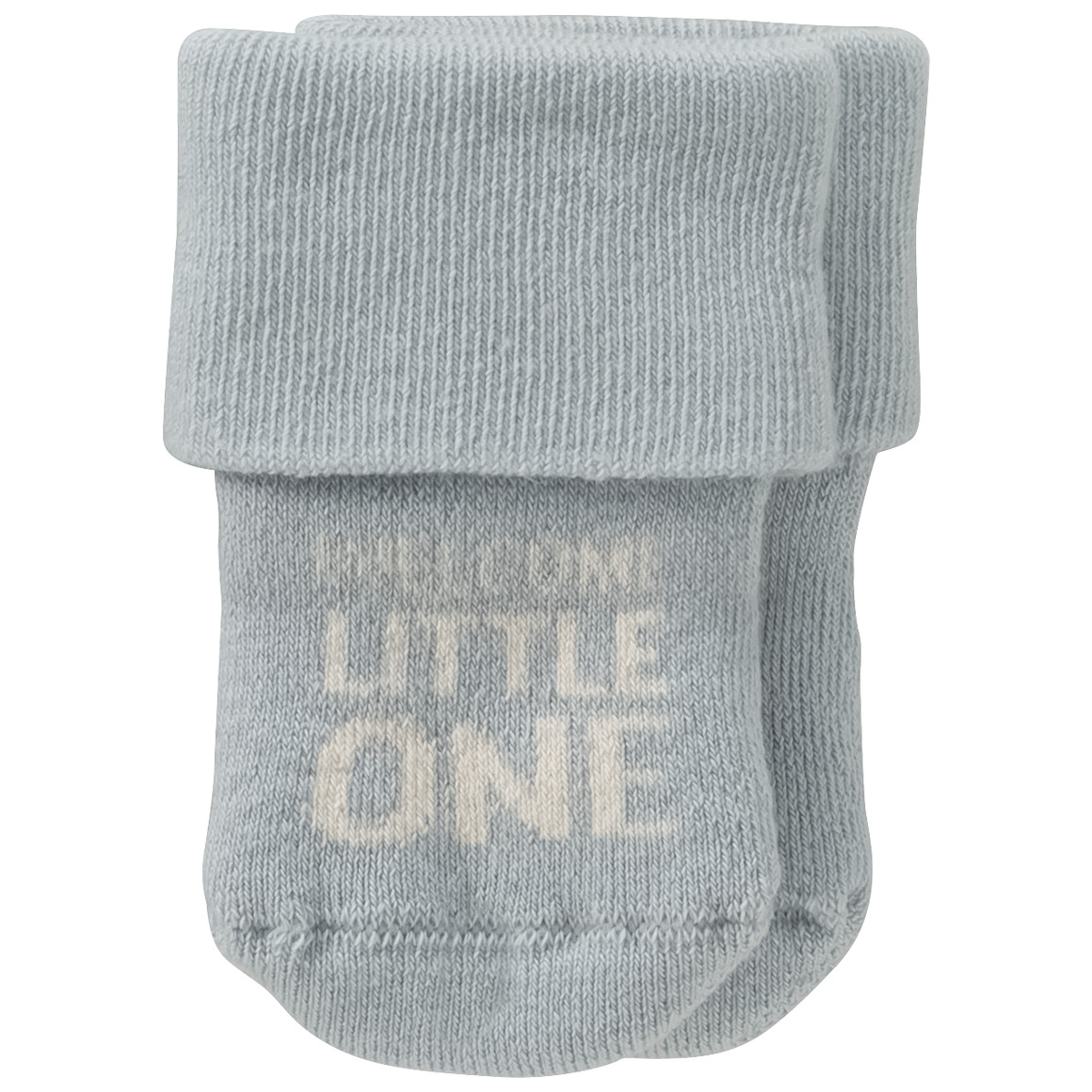 Topomini Pure Collection 2 Paar Newborn Socken mit Schriftzug hellblau / creme