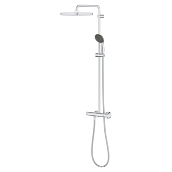 Grohe regendoucheset Quickfix Vitalio Start vierkant met handdouche en thermostaatkraan 2 standen chroom
