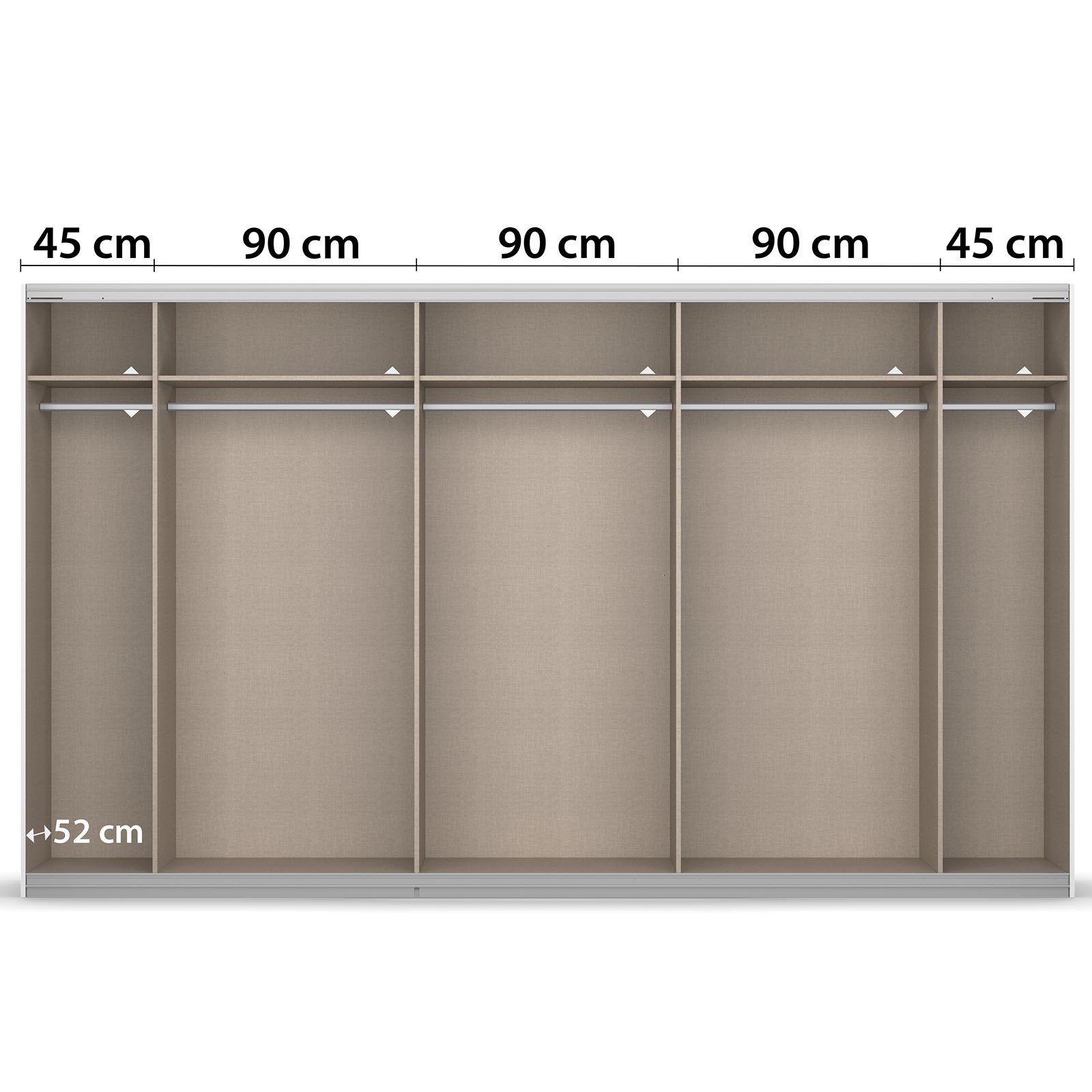 Schwebetürenschrank - Eiche Artisan - mit Spiegel - 360x210 cm