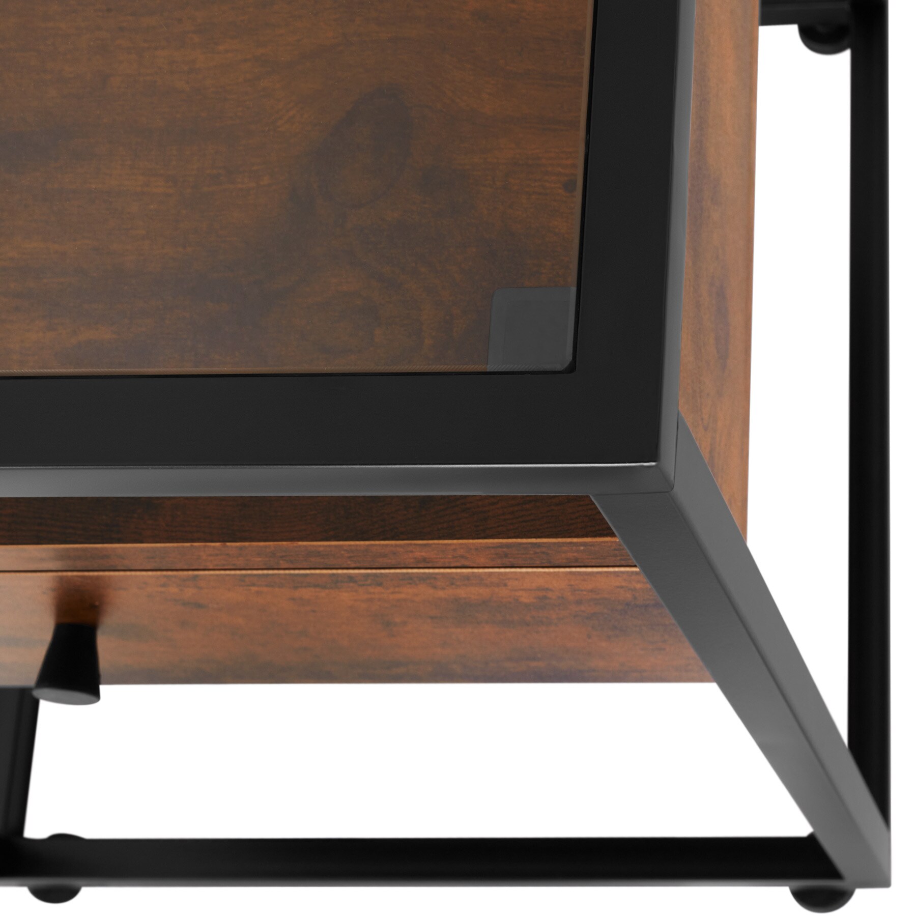 tectake® Nachttisch, Industrial Style, mit Glasplatte und Schublade, 43 x 45 x 54,5 cm