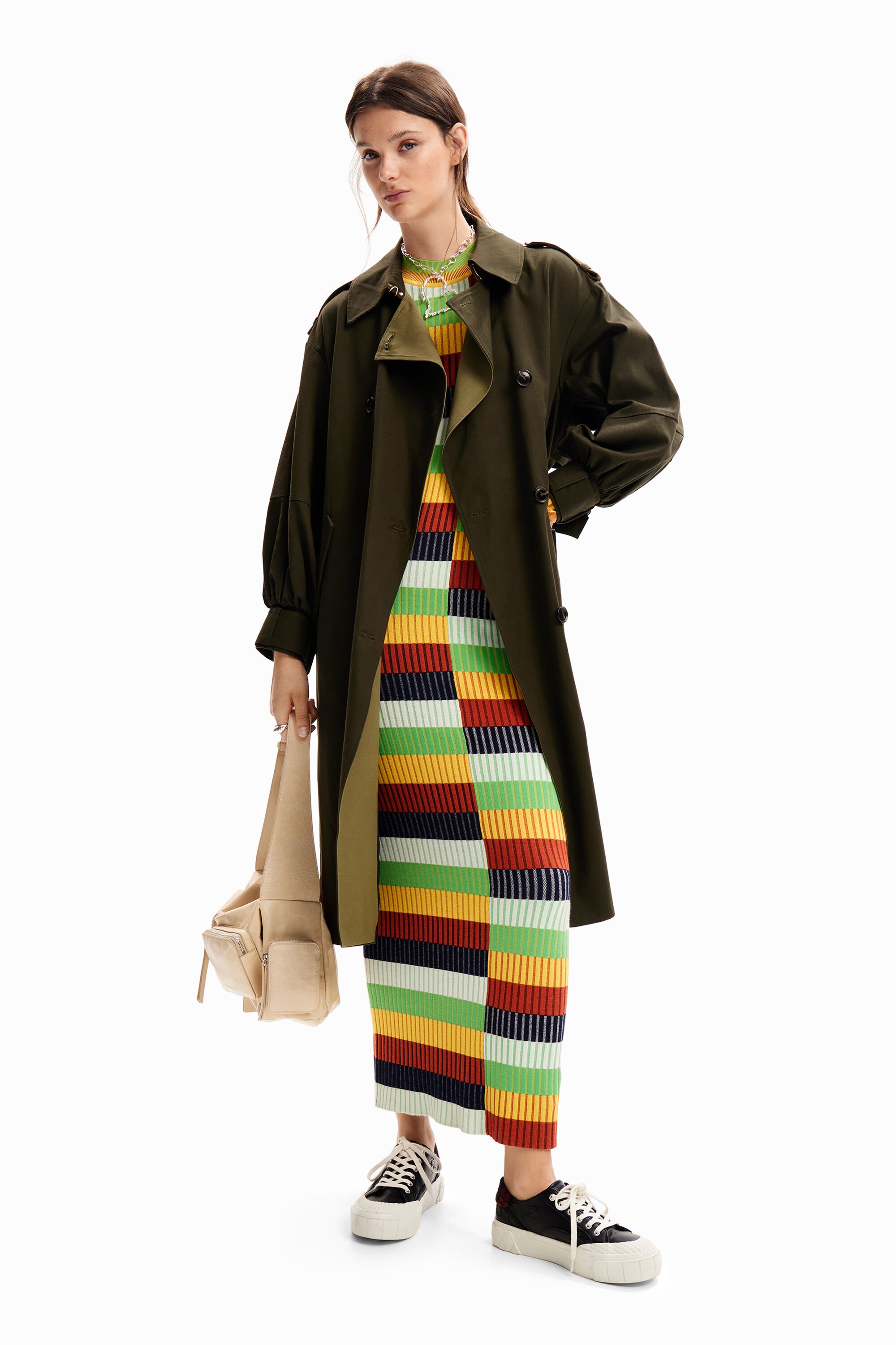 Gabardine oversize ceinture