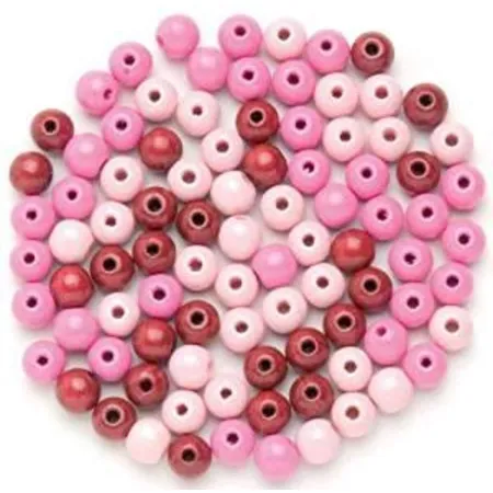Glorex Holzperlen Mix rosa, 10 mm, 47 Stück