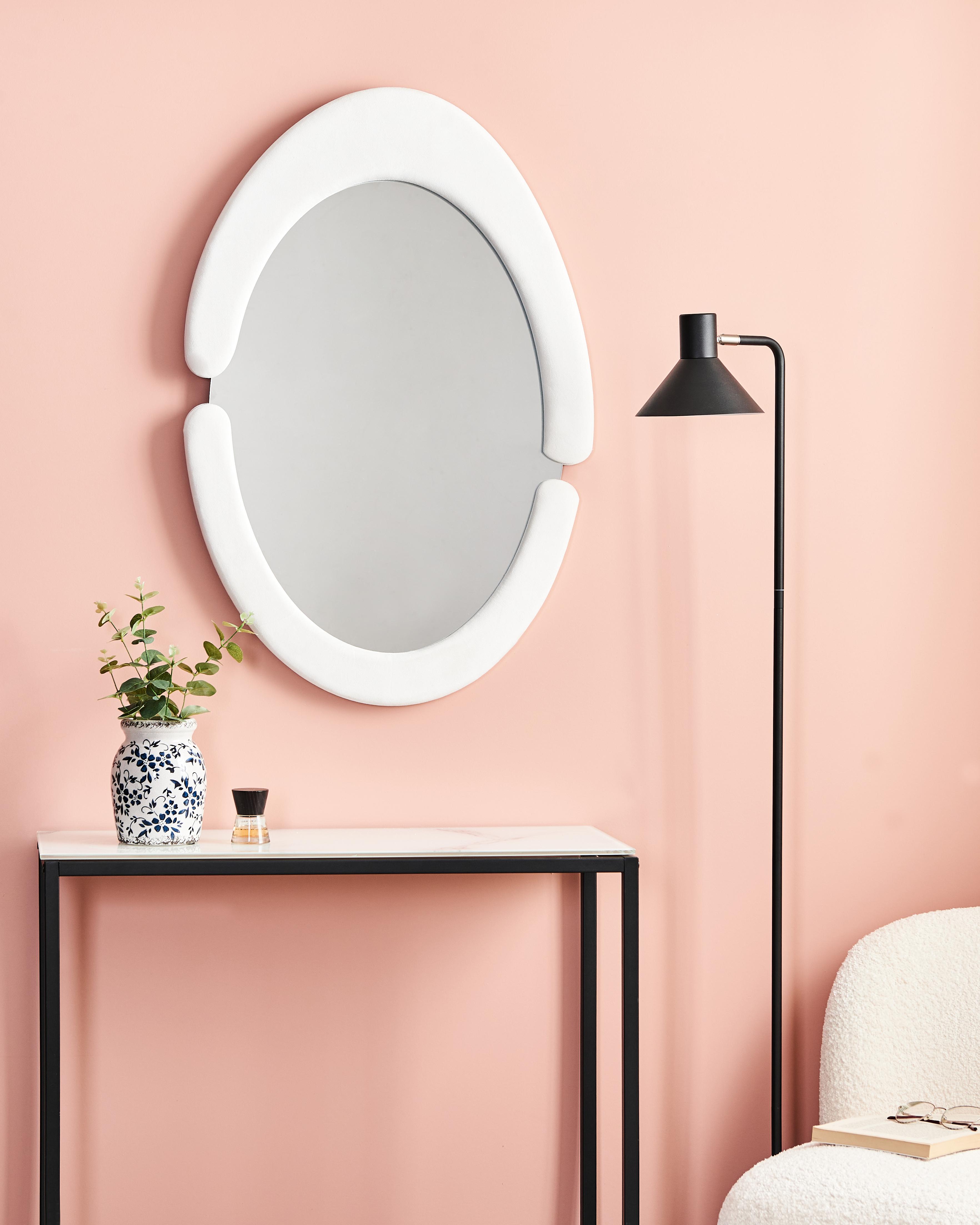 Wandspiegel MASSAY 53 cm 90 cm Fluweel Wit