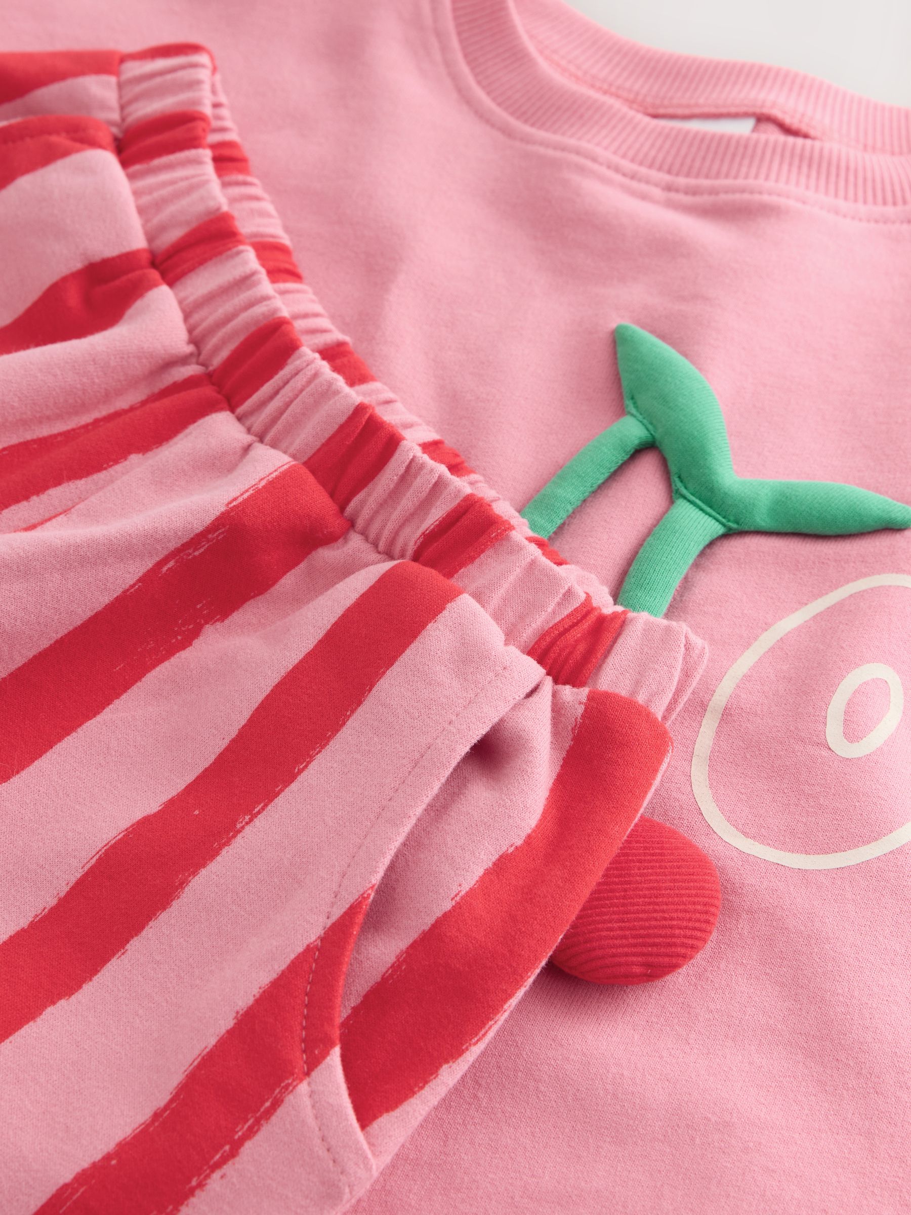 Pink Padded Cherry - Set met top met lange mouwen en broek met wijde pijpen (3mnd-7jr)