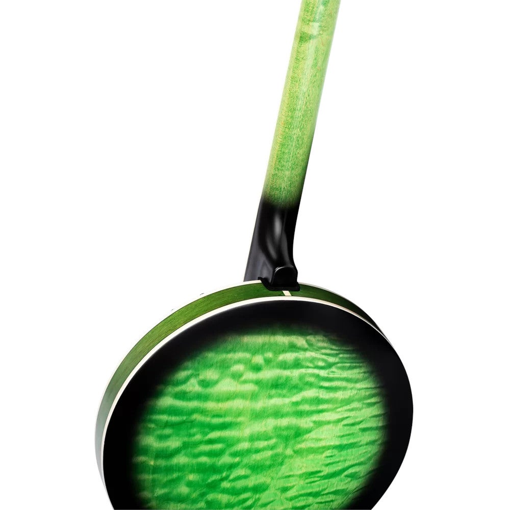 Ortega Falcon Series 5-string Banjo Transparent Green elektrisch-akoestische banjo met gigbag