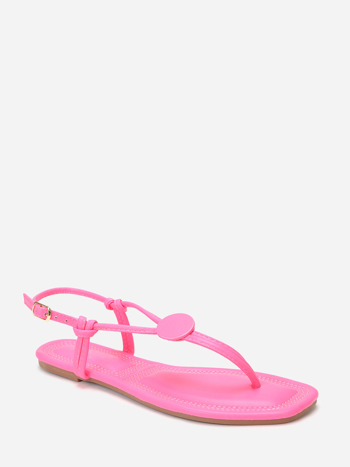 Nu-pieds à empiècement rond- Fuchsia
