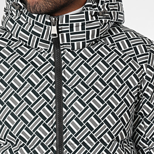 Doudoune Capuche Blanc Noir