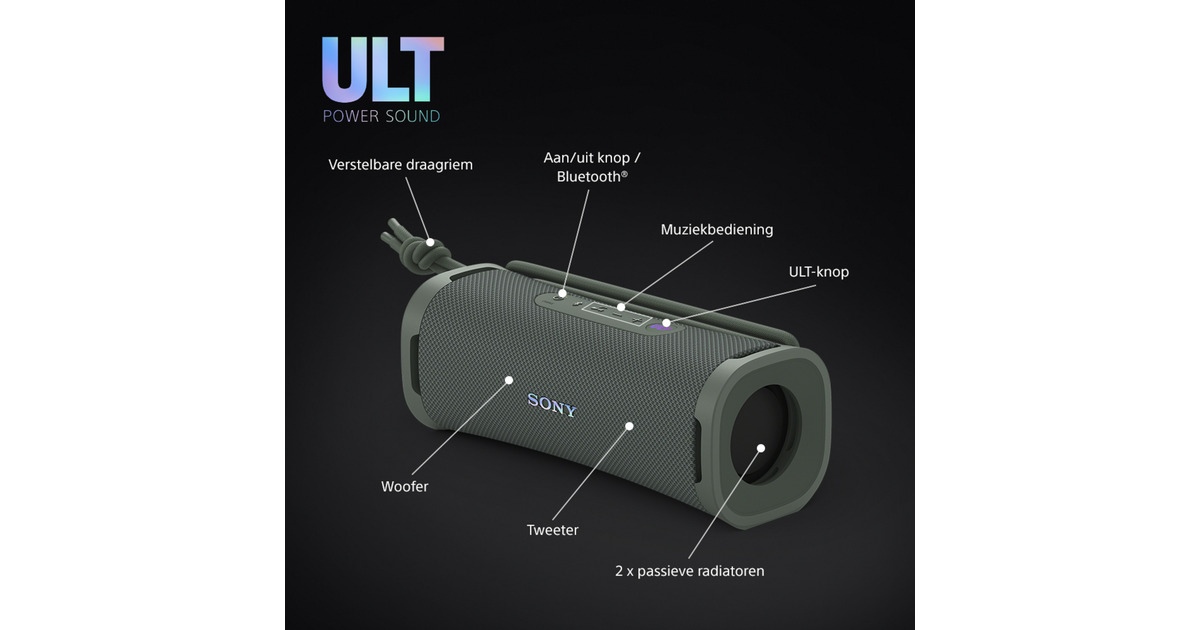 SonyULT FIELD 1 draadloze draagbare speaker luidspreker  (Groengrijs, Bluetooth 5.3)