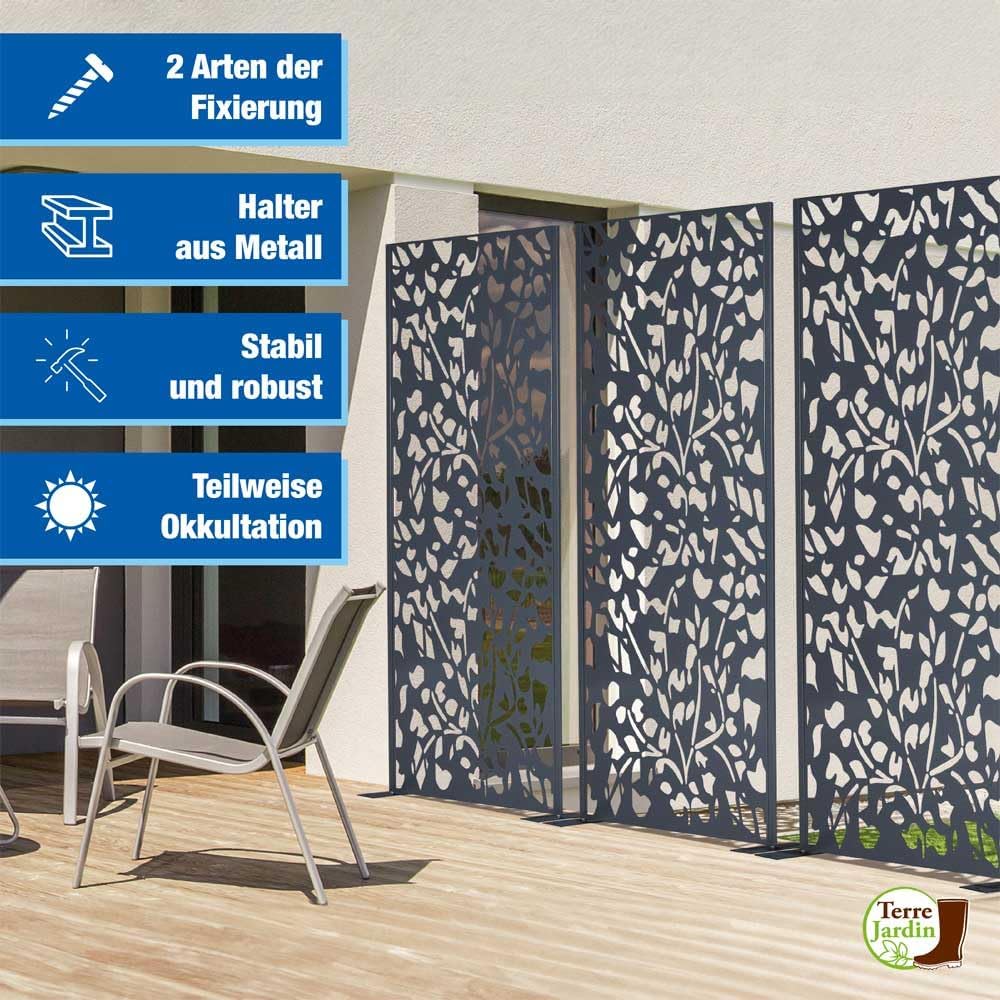 TERRE JARDIN 160 x 60 cm großes dekoratives Außenpaneel aus Metall