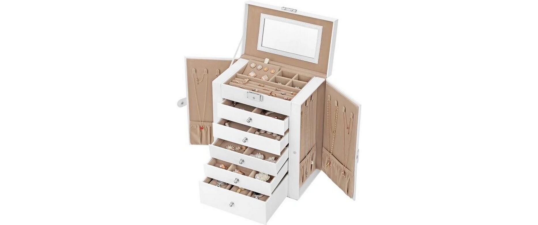 Schmuckschatulle 15.5 cm, WeissSchmuck-Organizer