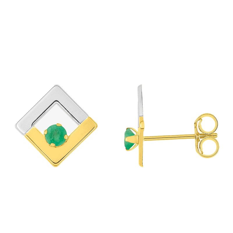 Boucles d'oreilles femme - émeraude - Or 18 Carats