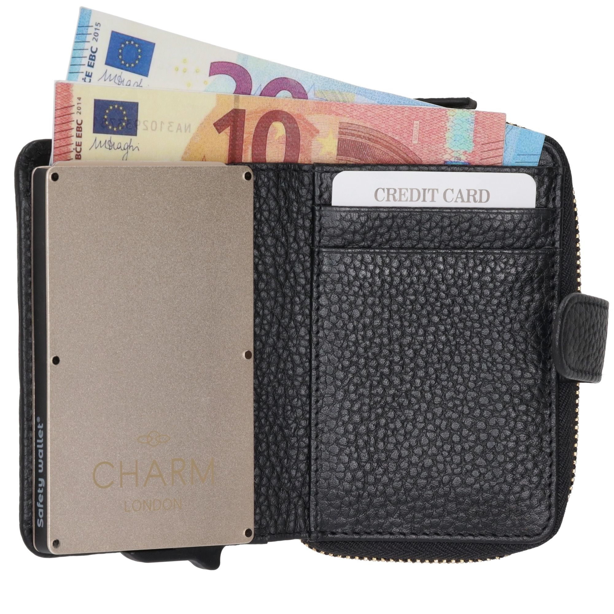 Charm London Washington Creditcard Etui Rits Zwart