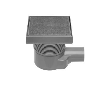 Easy Drain Aqua Quattro Tegel vloerput m. ABS afwerkdeel/RVS betegelbaar rooster en zijuitlaat 15x15cm inbouwdiepte 81-117mm m. waterslot 50 tot 25mm