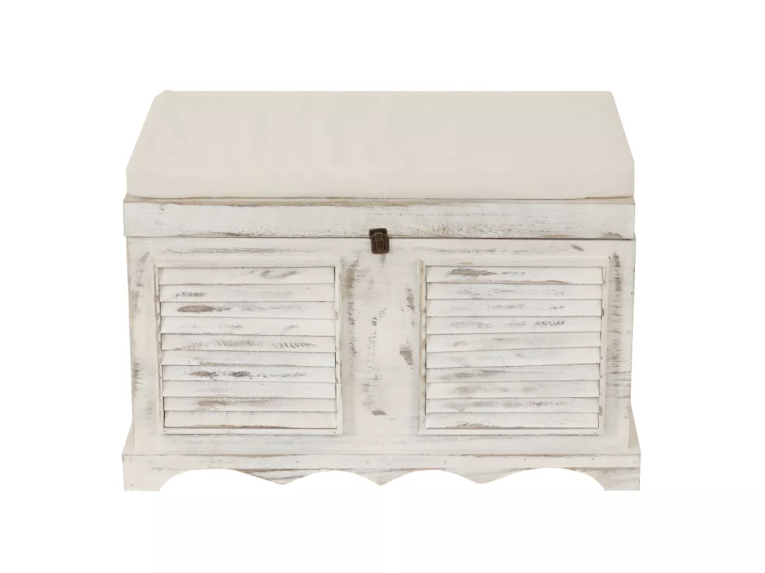 Coffre en bois H356, blanc