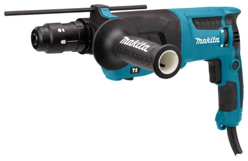 Makita HR2630TX12 230 V Combihamer met verwisselbare boorkop, in koffer, 17-delige boor- en beitelset in aluminium koffer