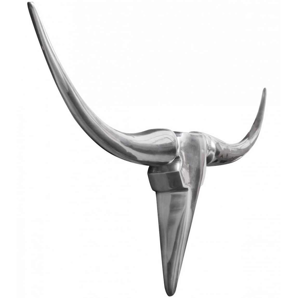 FineBuy Deko Geweih Bull M Aluminium Design Hörner 100cm Wanddekoration Silber