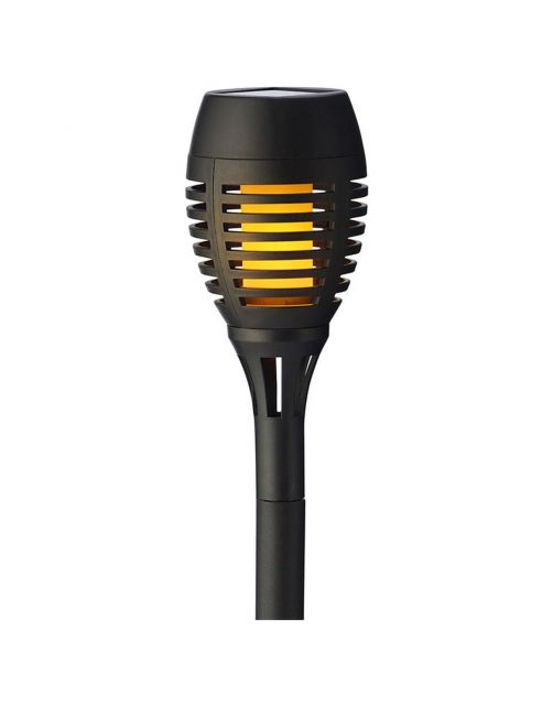 Lumineo Solar Fakkel Vlam Effect - Tuinverlichting - Ø8x27 cm Zwart 4 stuks 12 Led
