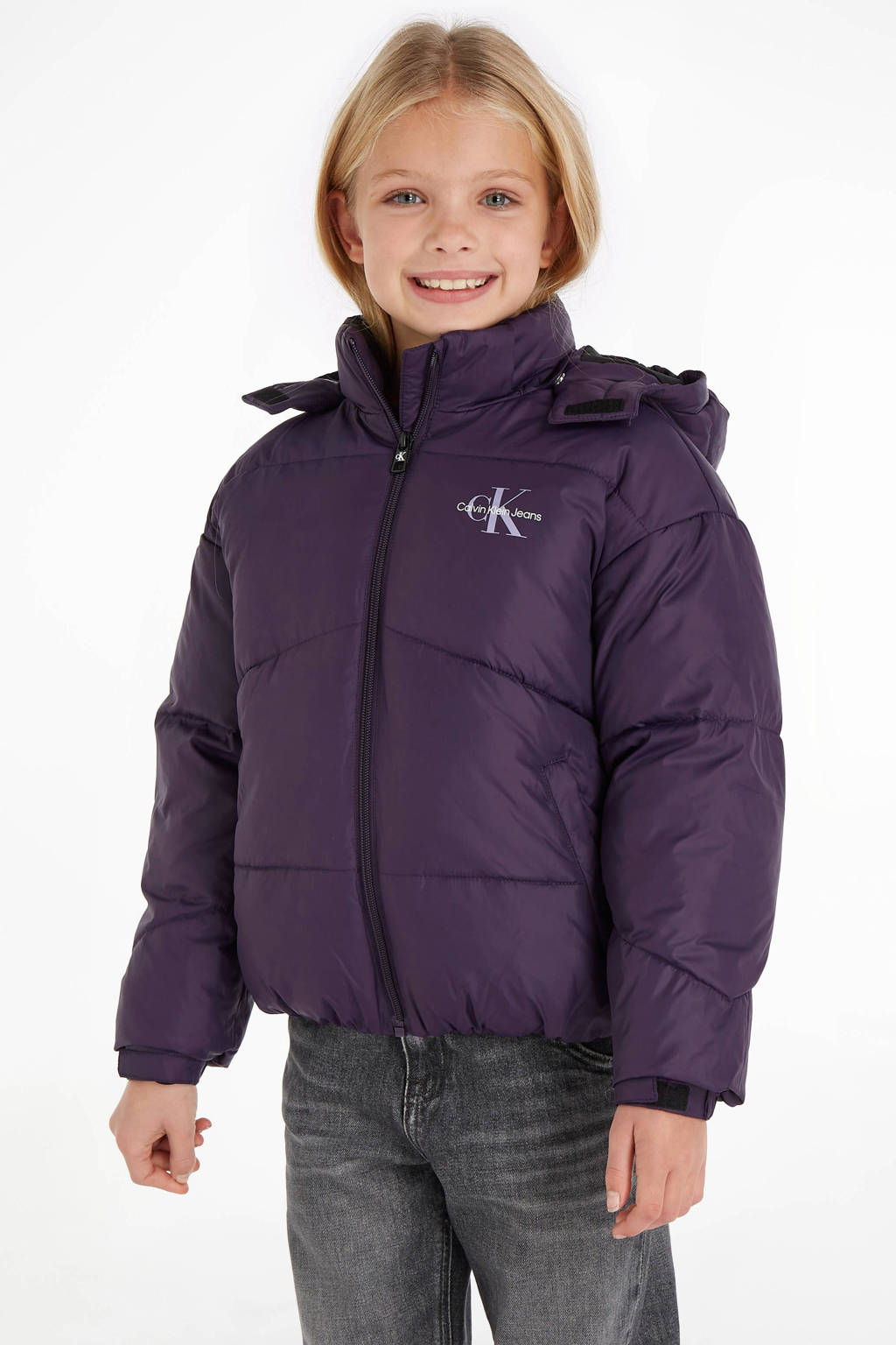 Calvin Klein gewatteerde winterjas van polyester paars