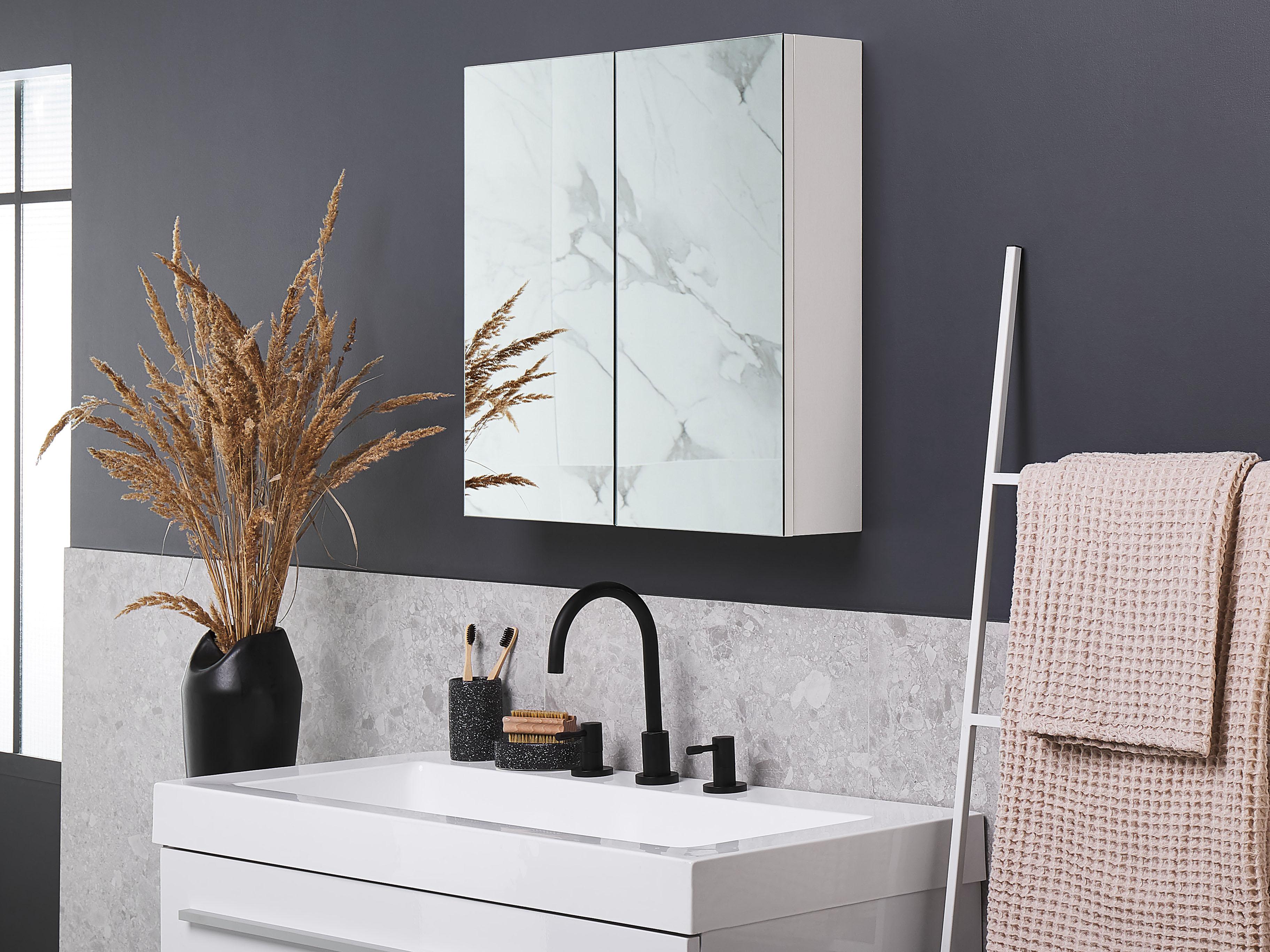 Badkamer wandkast met spiegel NAVARRA 60 cm 60 cm Wit
