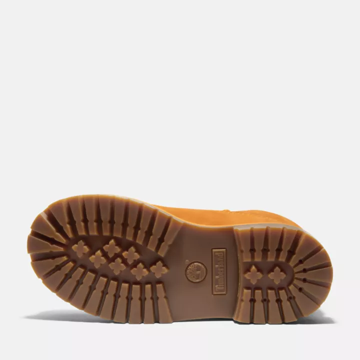 Bota Timberland Premium de 6 polegadas, impermeável, edição 50, para crianças pequenas, na cor laranja.