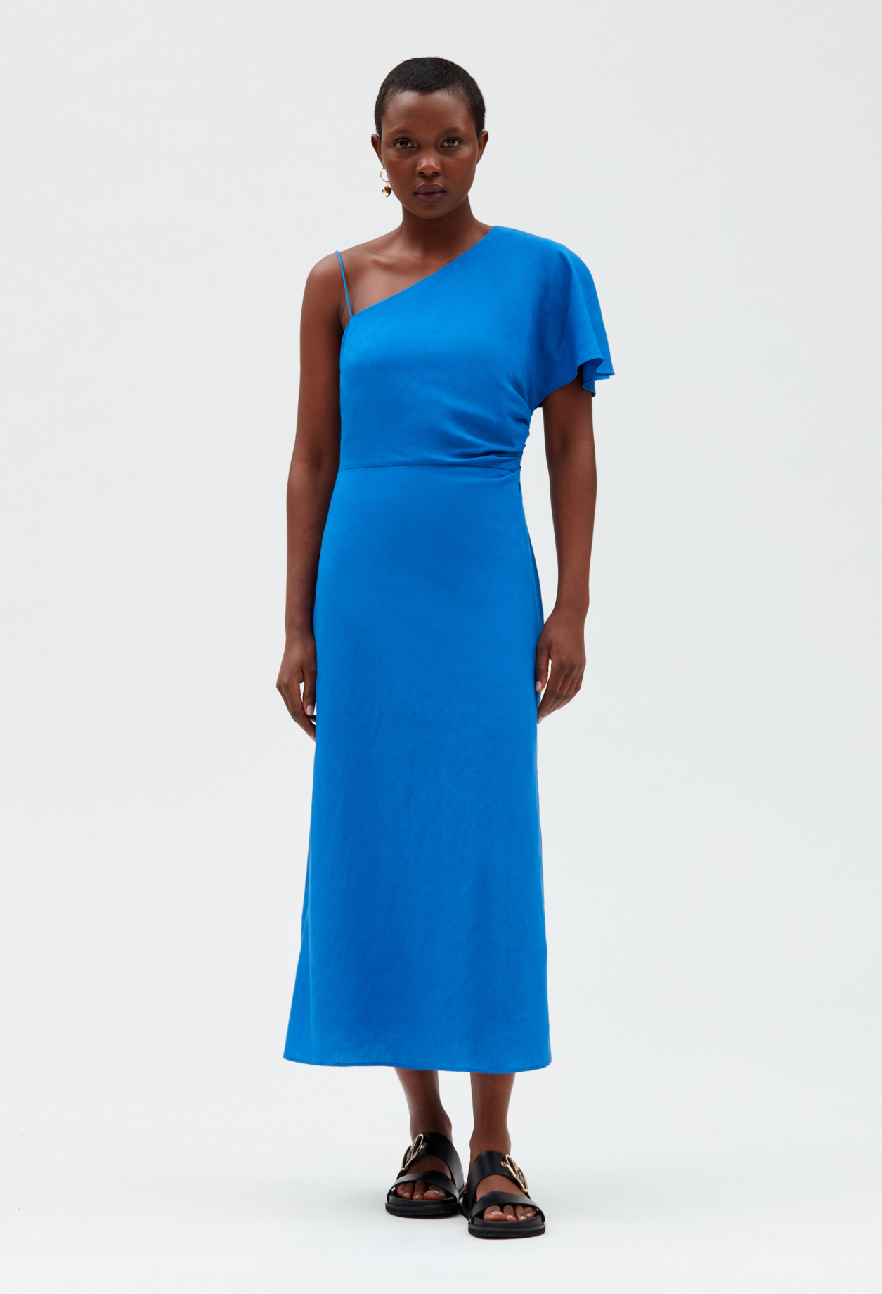 Robe midi asymetrique bleue
