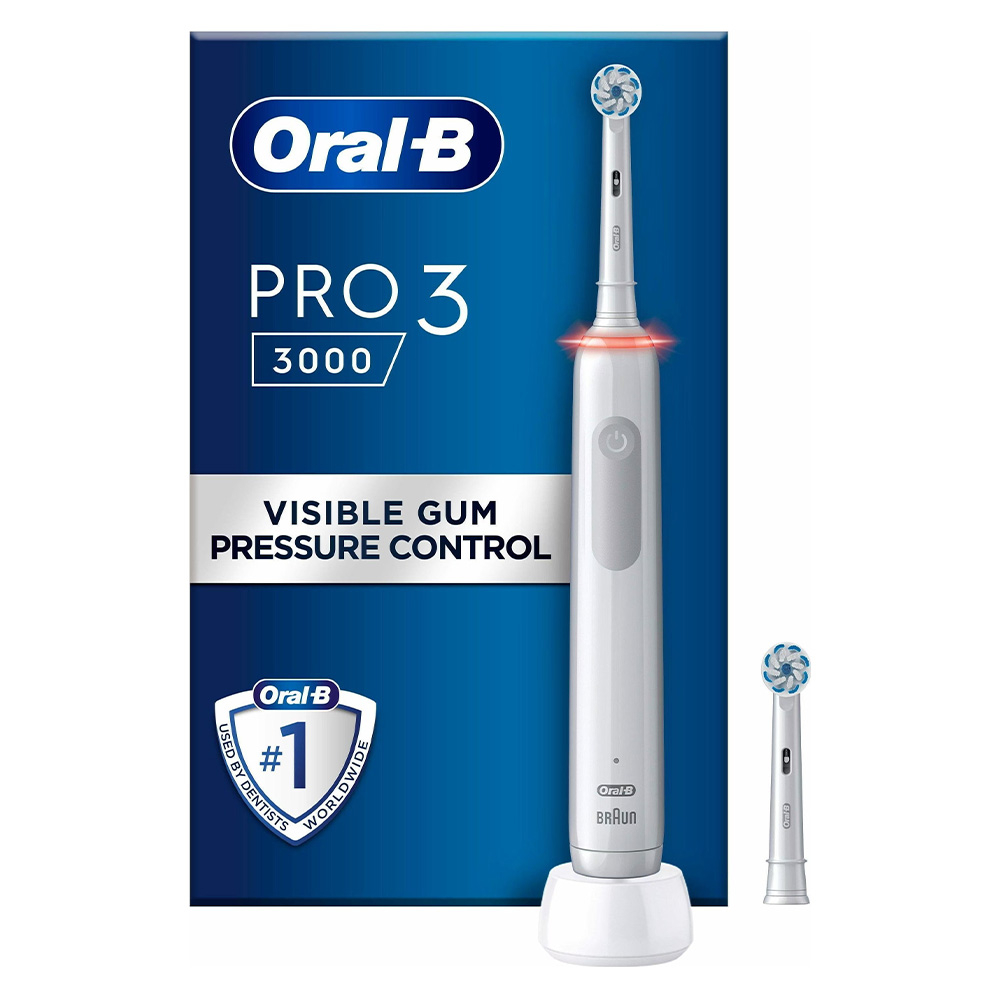 Pro 3 3000 Sensitive Clean Elektrische Zahnbürste mit Induktiver Ladestation / 2 Bürstenköpfen (760918) - Weiss