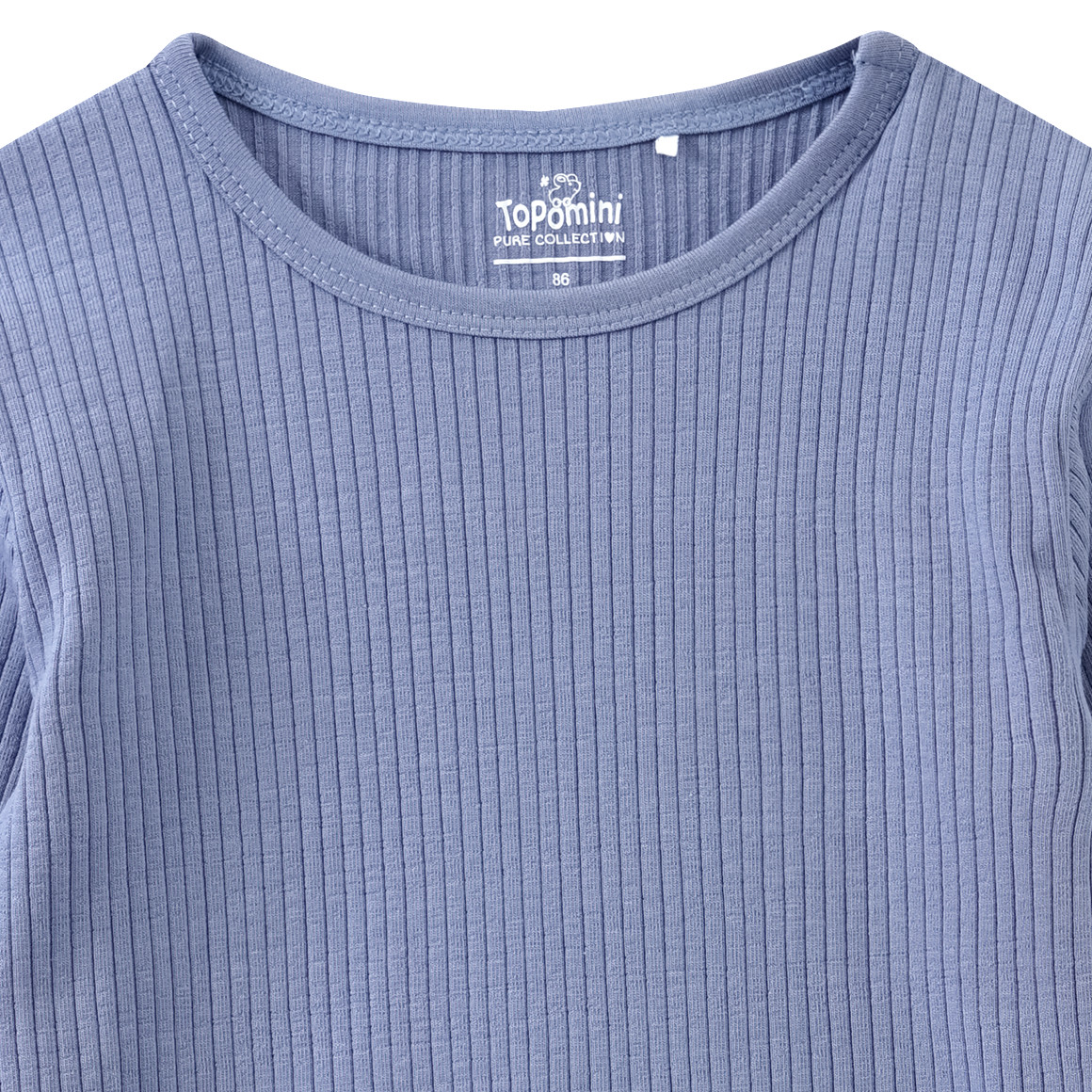 Topomini Pure Collection Newborn Langarmshirt mit Rippstruktur dunkelblau
